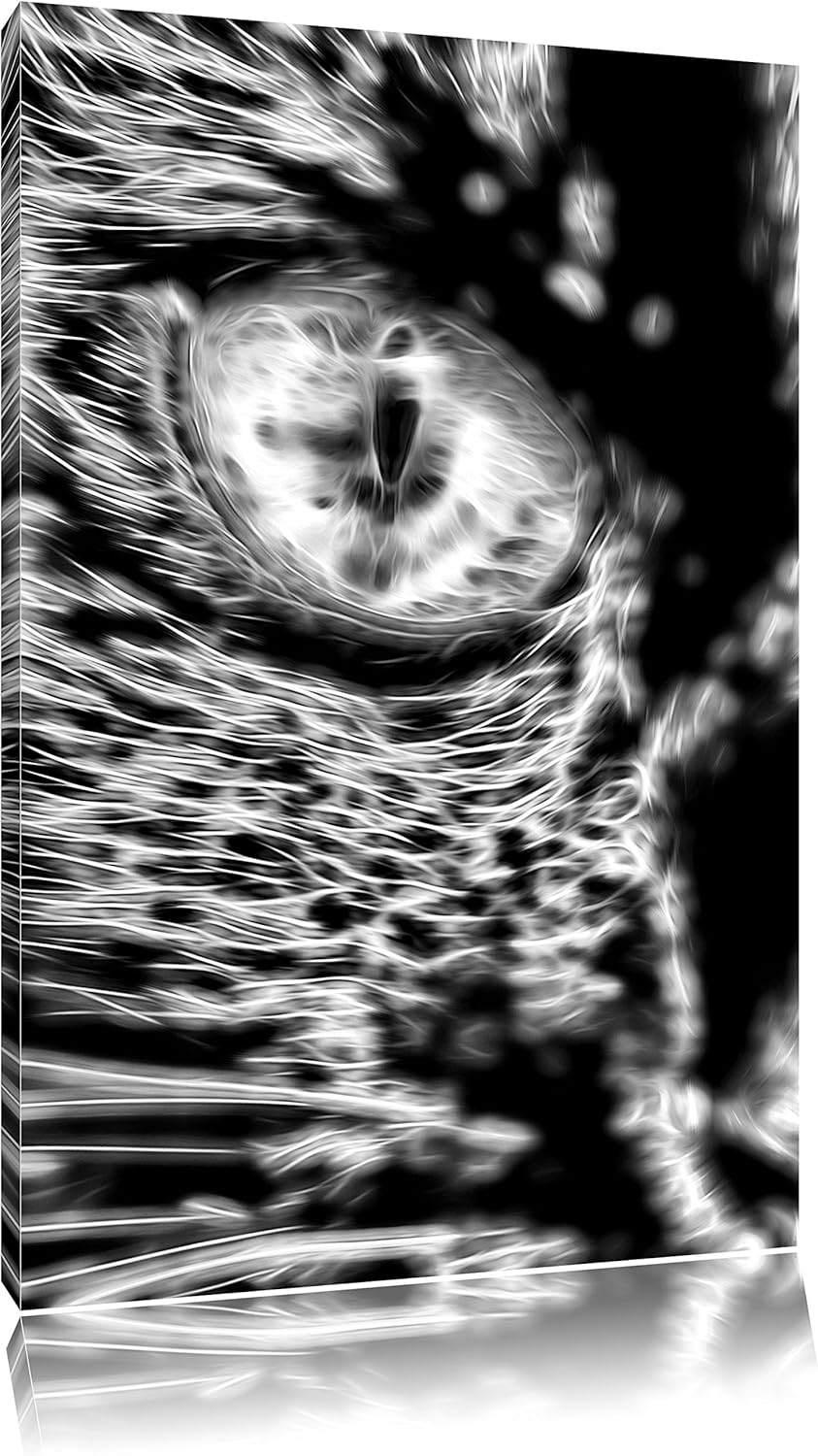 Pixxprint Schwarze Katze orangene Augen als Leinwandbild/Grösse: 100x70 / Wandbild/Kunstdruck/fertig