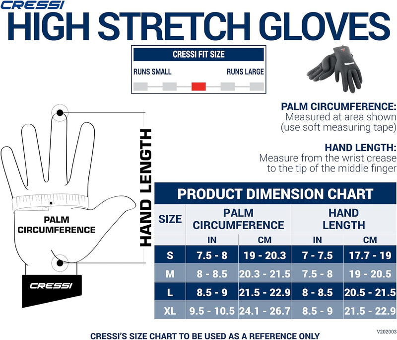 Cressi High Stretch Gloves -Unisex 5-Finger-Tauchhandschuhe aus Weichem, Einfach Gefüttertem, Hochfe