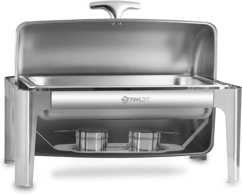 Mahlzeit Edelstahl Chafing Dish mit Rolltop 8 Liter | Speisenwärmer, Wärmebehälter, Bain Marie Recha