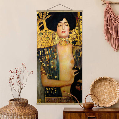 Stoffbild Posterleisten - Gustav Klimt - Judith I - Hochformat 2:1 70x35cm Eiche Eichenholz 70cm x 3