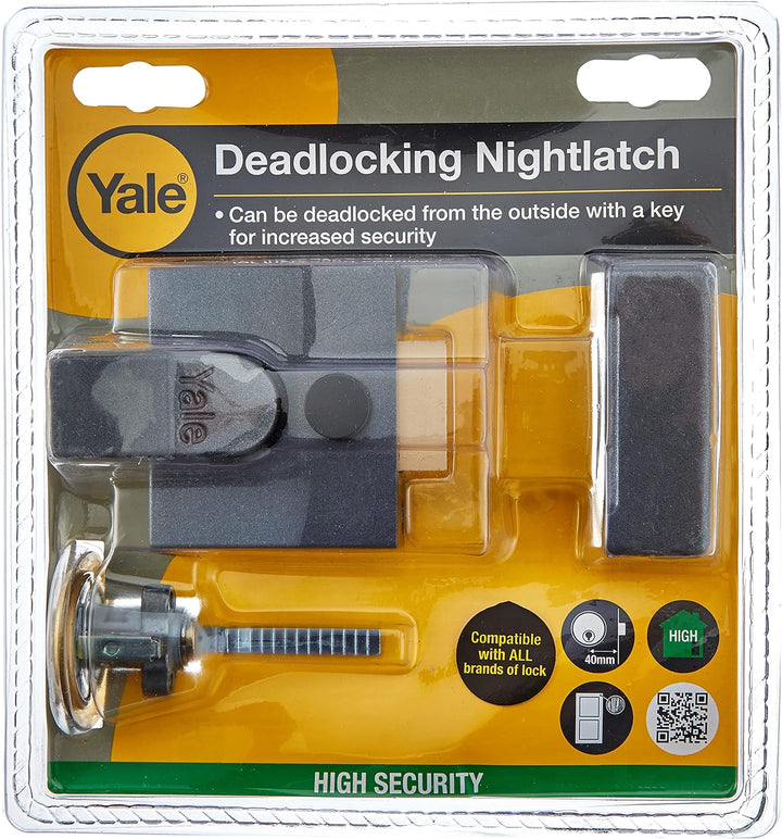 Yale P-85-DMG-PB-40 Deadlocking Nightlatch, Riegelschloss, Dunkles Metallic-Finish/Messing-Zylinder,