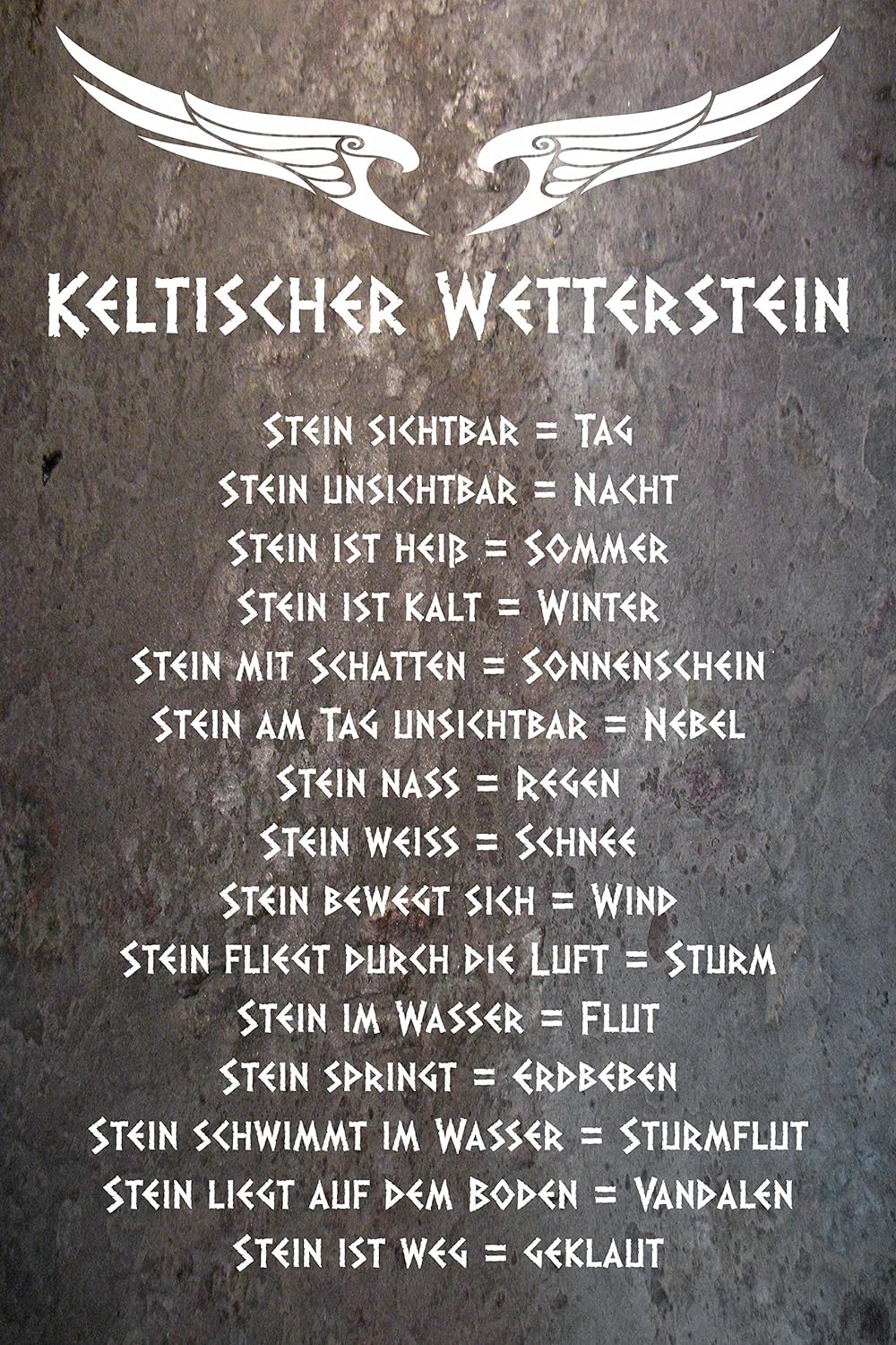 Melis Folienwerkstatt Schild - Keltischer Wetter-Stein - 60x40cm | Bohrlöcher | 3mm Aluverbund – S00