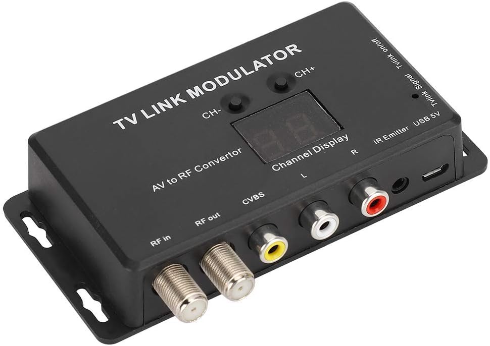 ASHATA UHF-Modulator, TM70 UHF-TV-LINK-Modulator AV-zu-HF-Wandler IR-Extender mit Kanalanzeige, unte