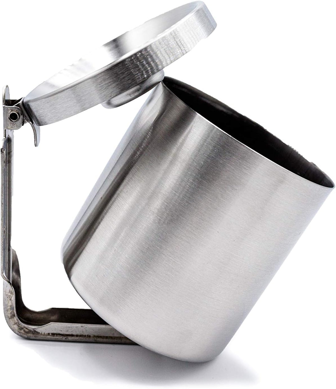Kipp-Wandaschenbecher aus Edelstahl, 1 L, 110 x 120 mm, Sicherheitsaschenbecher für Gastronomie und
