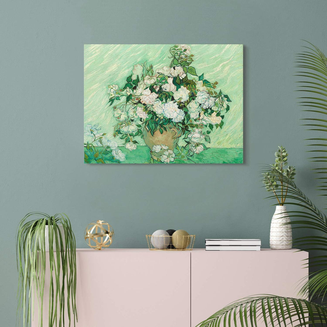 PICANOVA – Vincent Van Gogh Roses 80x60 cm – Bild auf Leinwand – Leinwandbild – Premium Leinwanddruc