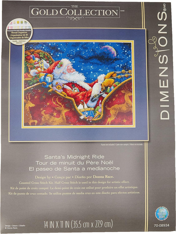 Dimensions Needlecrafts Masse Santa 's Midnight Ride Kreuzstich, Marineblau, 100% Baumwolle, Navy, 3