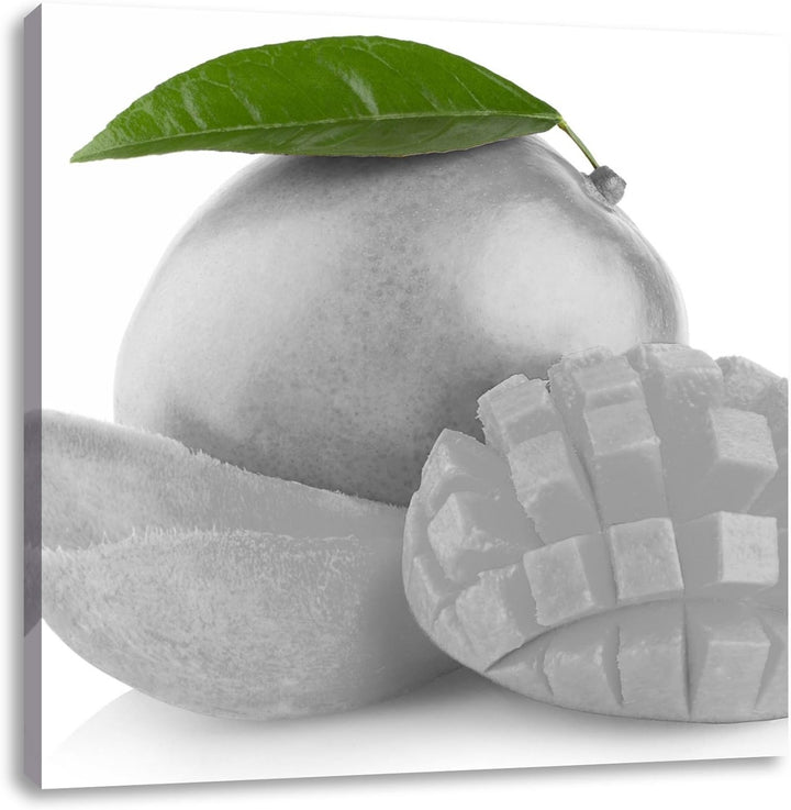 Pixxprint saftige aufgeschnittene Mango als Leinwandbild/Grösse: 70x70 cm/Wandbild/Kunstdruck/fertig