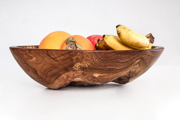 Windalf Holzschale YULI Ø 27-30 cm Servierschale Obstschale Salatschale Handarbeit