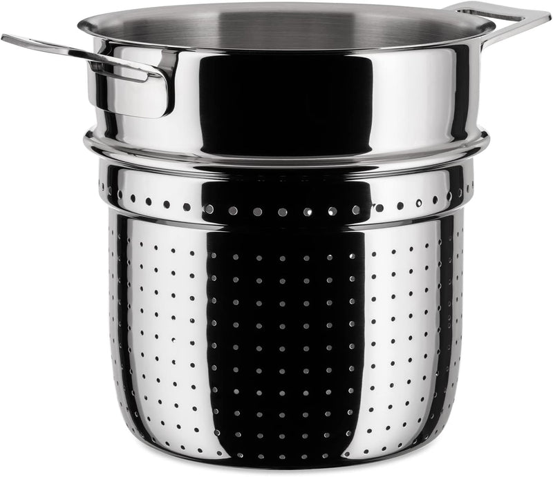 Alessi "Pots&Pans" Durchschlagartiger Einsatz aus Edelstahl, Silber, 19 x 27.5 x 11 cm