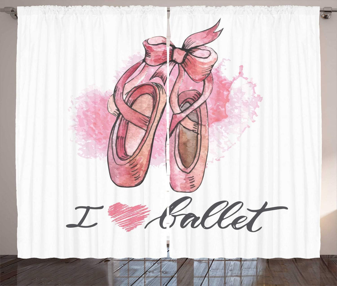 ABAKUHAUS Ballerina Rustikaler Vorhang, I Love Ballet Typography, Wohnzimmer Universalband Gardinen