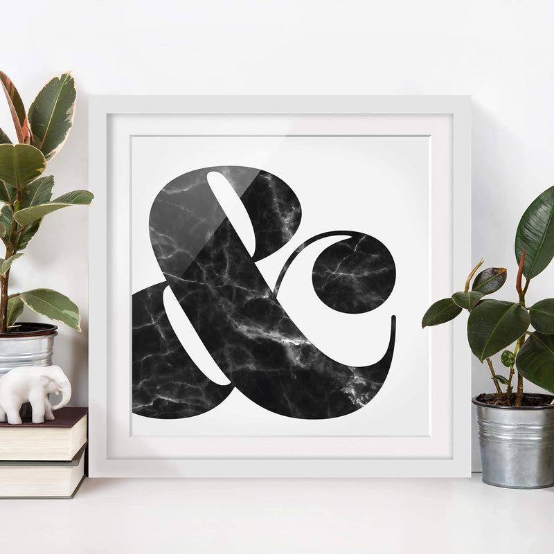 Bild mit Rahmen - Ampersand Marmor - Rahmenfarbe Weiss, 70 x 70 cm 70cm x 70cm Weiss, 70cm x 70cm We