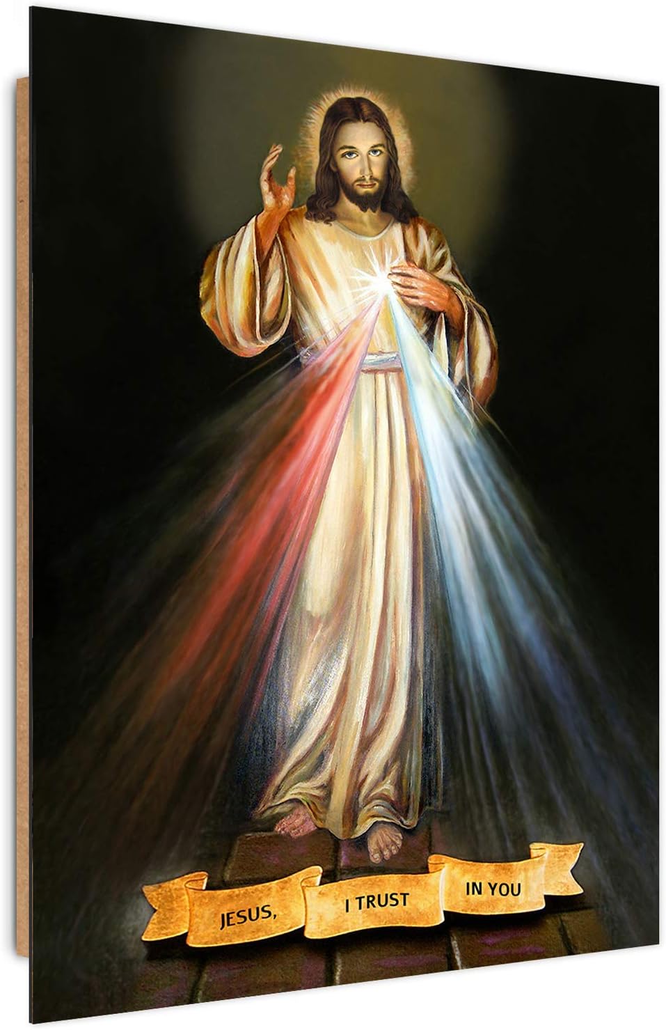 Feeby Wandbild XXL Jesus Deko Kunst Bilder Barmherzigkeit Mehrfarbig 80x120 cm