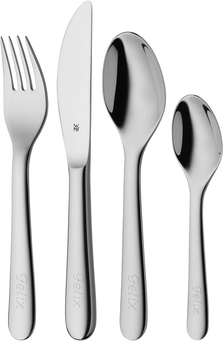 WMF Kinderbesteck Set Gravurbesteck, 4-teilig, Kinderbesteck Edelstahl, Besteck Kinder ab 3 Jahre, C