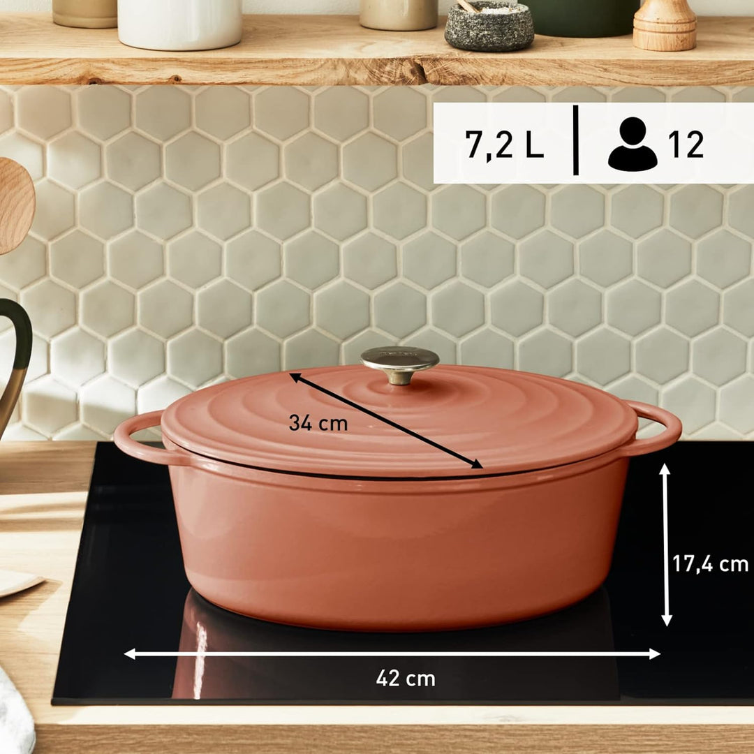 Tefal E26006 LOV Ovaler Bräter 34 cm | wiedergewonnenes Gusseisen | optimale Wärmespeicherung | für