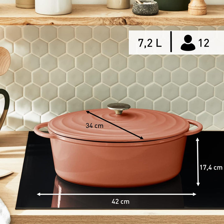 Tefal E26006 LOV Ovaler Bräter 34 cm | wiedergewonnenes Gusseisen | optimale Wärmespeicherung | für