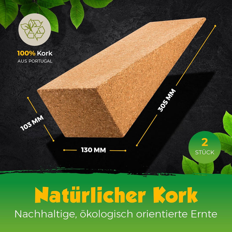 Squat Wedges aus Kork | Squat Ramp | 2 Stück | 305x130x103mm | nachhaltig | Made in Portugal