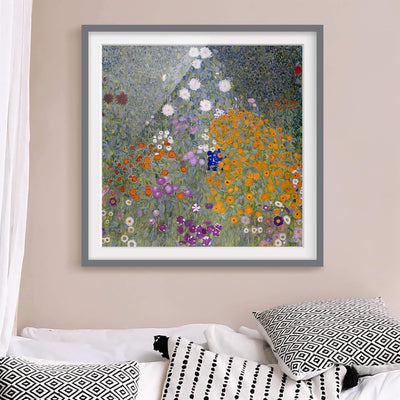 Bild mit Rahmen - Gustav Klimt - Bauerngarten - Rahmenfarbe Grau, 50 x 50 cm 50cm x 50cm Grau, 50cm