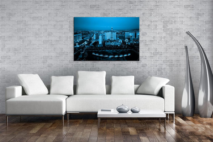 deyoli berühmtes Casino in Las Vegas Format 100x70 Effekt: Monocrome Blau als Leinwandbild, Motiv fe