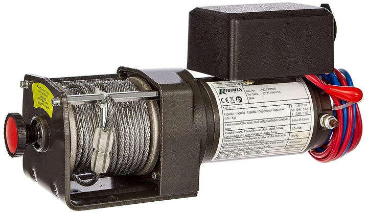 RIBITECH 2355 Elektrische Seilwinde 2,2 Tonnen Fuss AV und AR 12 V schwarz Einzigartig, Einzigartig