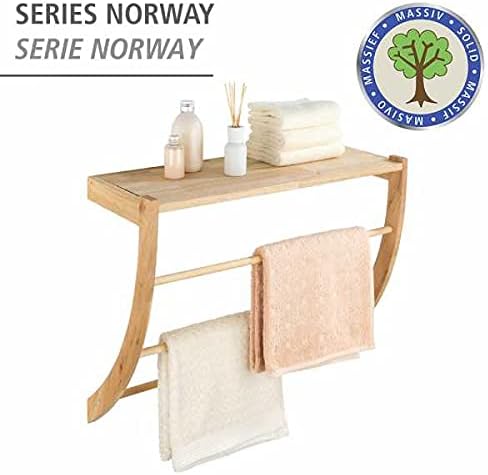 WENKO Wandregal Norway, hochwertiges Regal mit Ablage und 3 Handtuchstangen für Handtücher & Kleidun