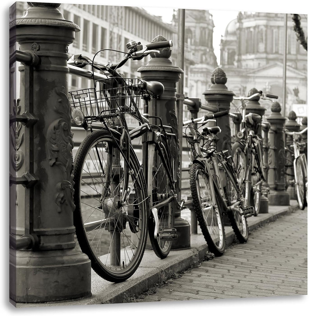 Pixxprint Fahrrad in Amsterdam 70x70cm Leinwandbild Wandbild Kunstdruck, 70x70