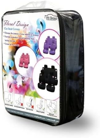 FH GROUP FB053PINK115 Vollen Satz Blumendesign-Autositzbezüge, Rosa, Anzahl 11 Komplettes Set mit ro