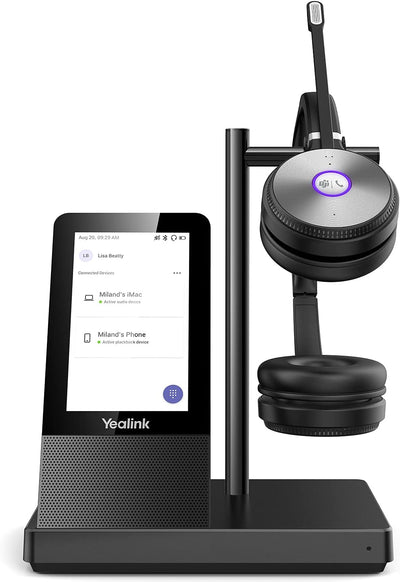 Yealink WH66 Wireless DECT Headset Teams Zertifiziert,Kabelloses Stereo Kopfhörer mit Noise Cancelli