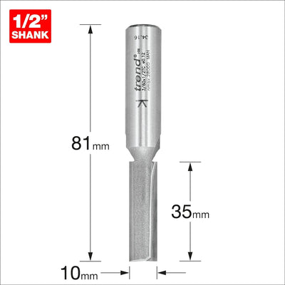 Trend - Zwei Flöten Cutter 10mm Durchmesser - 3/60X1/2TC 10 x 35mm, 10 x 35mm