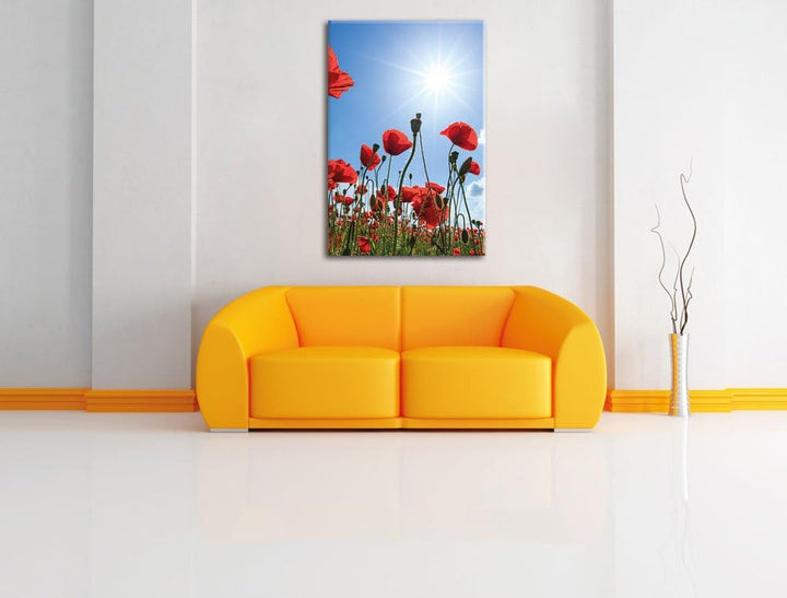 Pixxprint Mohnblumen, Format: 100x70 auf Leinwand, XXL riesige Bilder fertig gerahmt mit Keilrahmen,