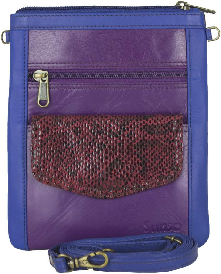 Sunsa Damen Leder Umhängetasche. Kleine Schultertasche auch als Trachtentasche oder Partytasche. Min