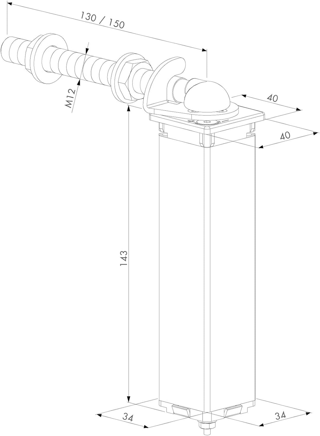 1 Paar Federstangen L = 150 mm / 40 x 40 cm