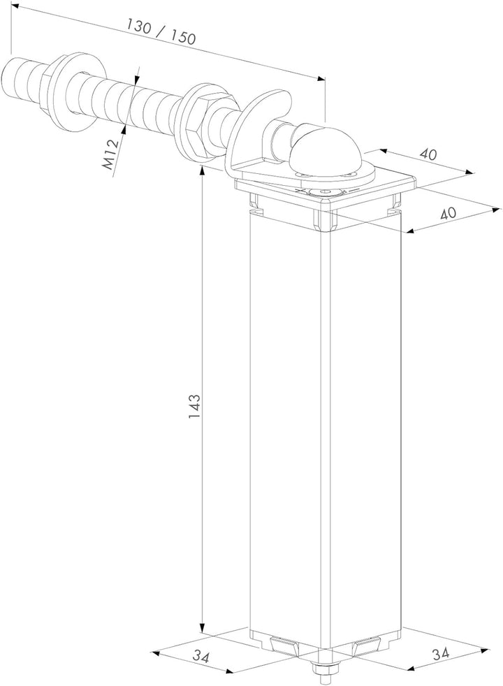 1 Paar Federstangen L = 150 mm / 40 x 40 cm