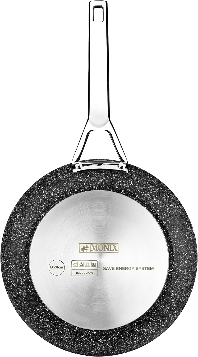 Monix Mineral - Pan 24 cm geschmiedetes Aluminium mit Antihaft, Steintyp, ohne PFOA, passende Indukt