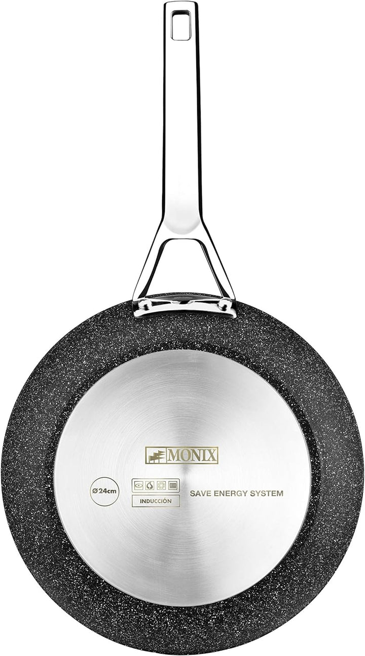 Monix Mineral - Pan 24 cm geschmiedetes Aluminium mit Antihaft, Steintyp, ohne PFOA, passende Indukt