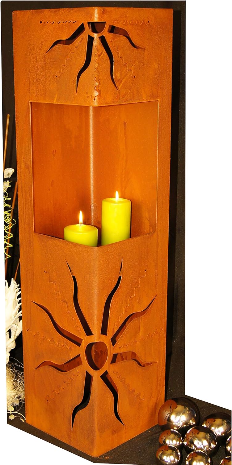 Feuersäule Sonne Edelrost Rost Metall Gartendeko Garten Stele Fackel Feuer Säule