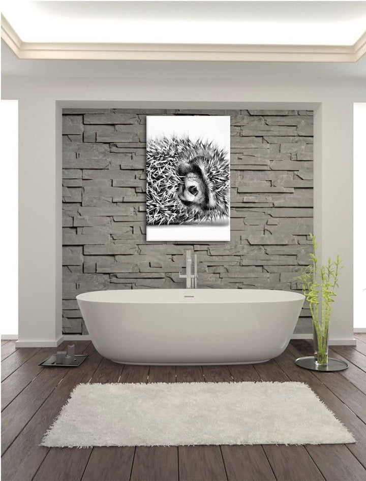 Pixxprint kleines niedliches Igel Baby als Leinwandbild/Grösse: 100x70 cm/Wandbild/Kunstdruck/fertig