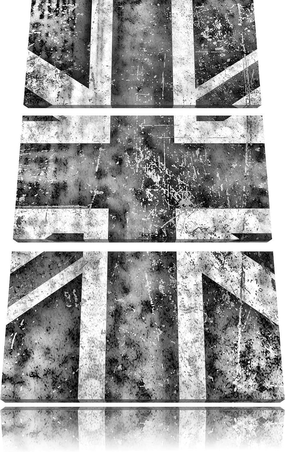 Pixxprint Union Jack / 3-Teilig/Gesamtmass 120cm Leinwandbild bespannt auf Holzrahmen/Wandbild Kunst