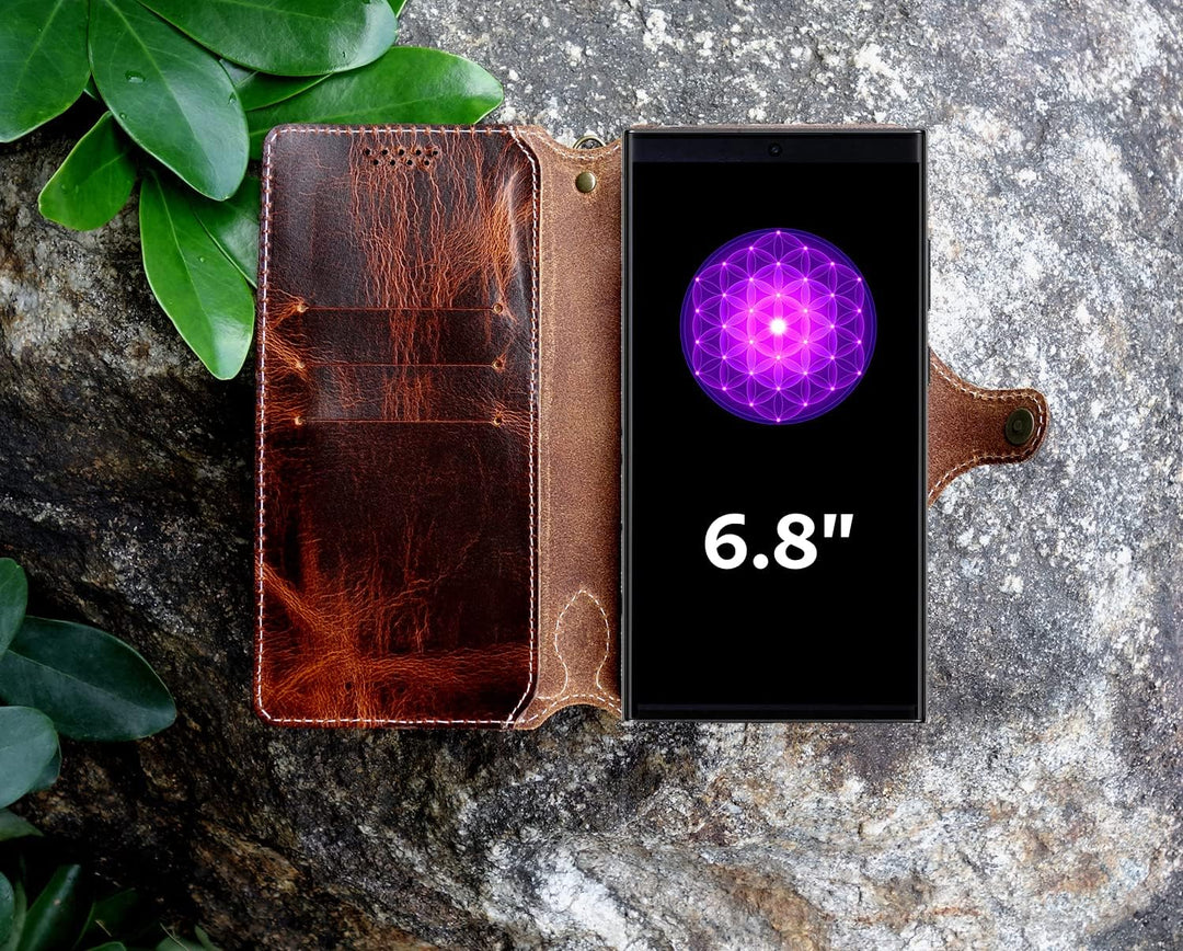 Yogurt Handyhülle für Samsung Galaxy S23 Ultra, Hülle Echtleder Case Ledertasche Lederhülle für Sams