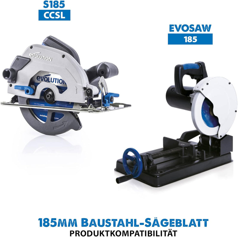 Evolution M185TCT-40CS - 185 mm Sägeblatt zum Schneiden von Baustahl - Metall-Sägeblatt mit 40 Zähne
