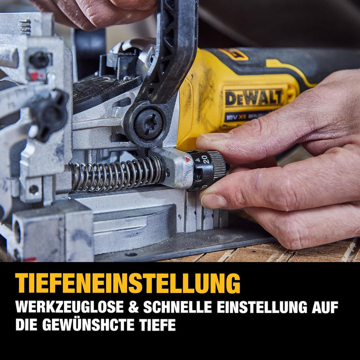 Dewalt 18V Akku-Flachdübelfräse DCW682NT (bürstenlos, mit präziser Zahnstangenführung & einstellbare