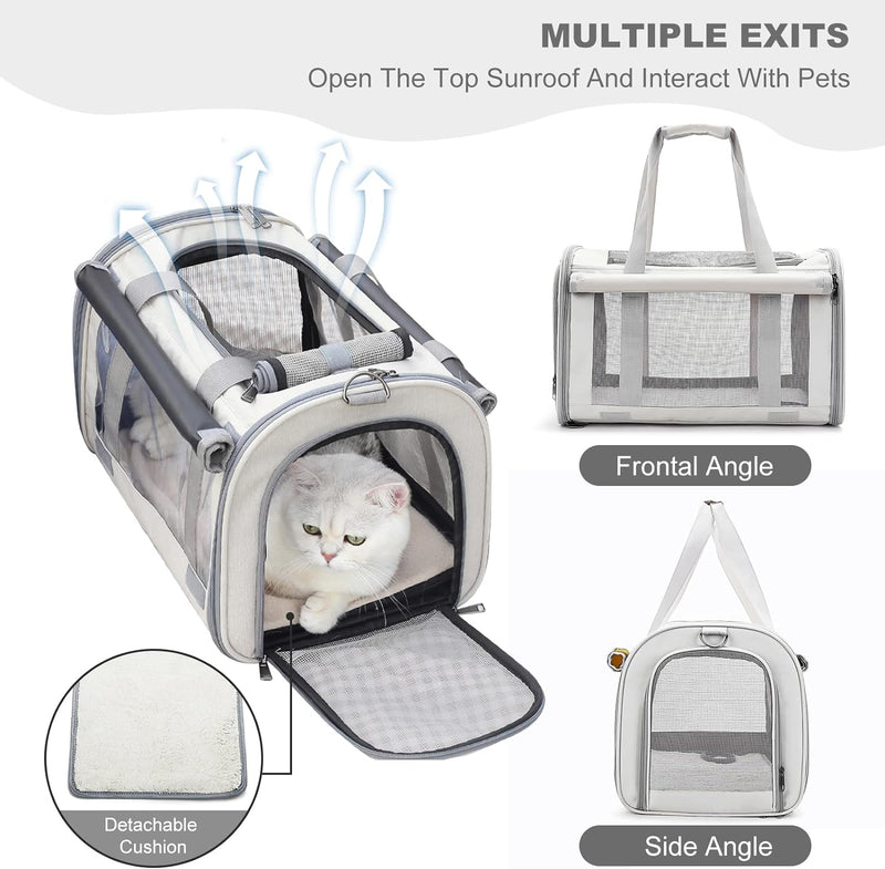 PETCUTE Hundetransportbox für Hunde und Katzen,Faltbar Tragetasche Hund Transportbox Katze mit Inter