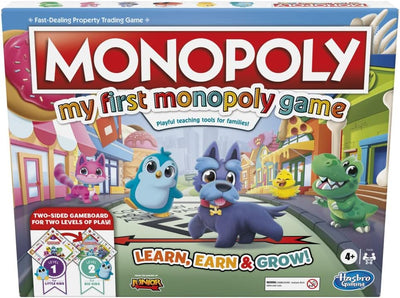 Mein erstes Monopoly-Spiel, Brettspiel für Kinder ab 4 Jahren, 2-seitiges Spielbrett, spielerisches