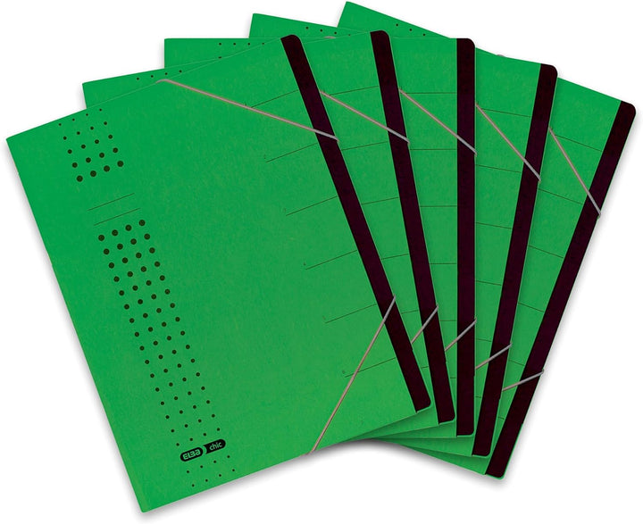 Elba Ordnungsmappe chic A4 aus Karton, 7 Fächer, grün, 5 Stück, grün