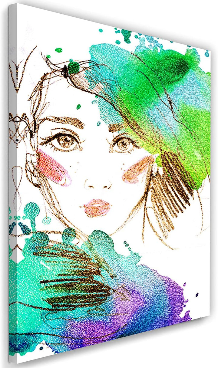 Feeby Vlies Leinwandbild Mode Model Weibliches Gesicht 60x90 cm Druckbild Wandbild Wanddekoration De