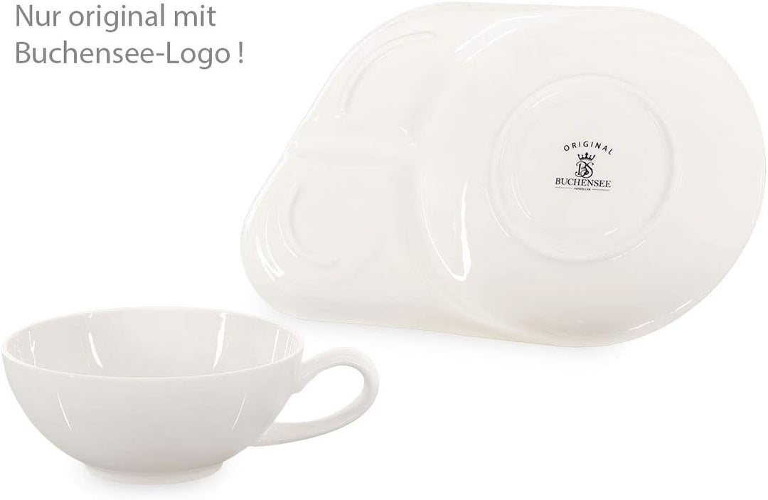 Buchensee Teetassen Set Lena aus Crystal Bone China Porzellan. 2 Tassen je 200ml + Untersetzer mit p
