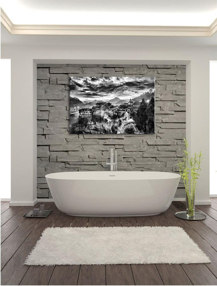 Pixxprint Gigantisches Dorf in China als Leinwandbild/Grösse: 100x70 / Wandbild/Kunstdruck/fertig be