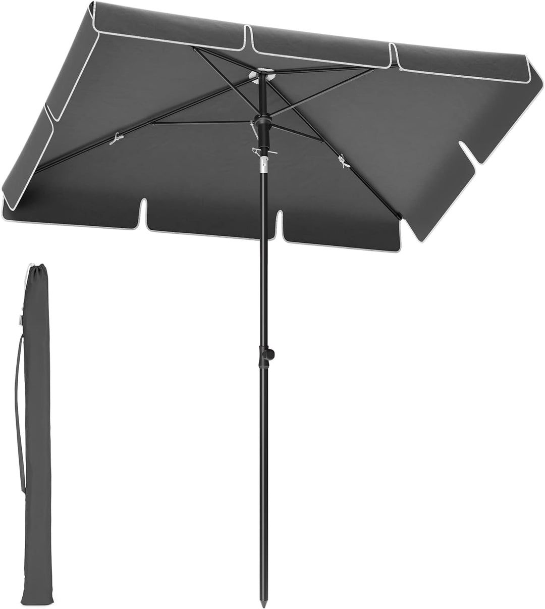 SONGMICS Sonnenschirm 180 x 125 cm, Sonnenschutz UPF 50+, neigbar um 30° in 2 Richtungen, höhenverst