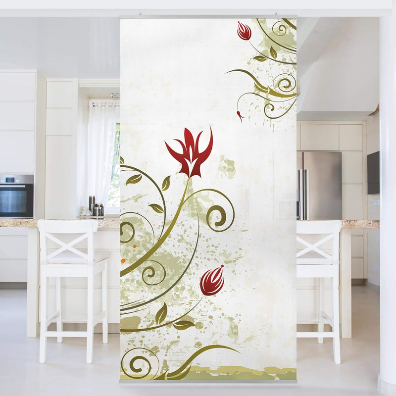 Bilderwelten Raumteiler Fire Flower 250x120cm inkl. transparenter Halterung 250x120cm incl. transpar