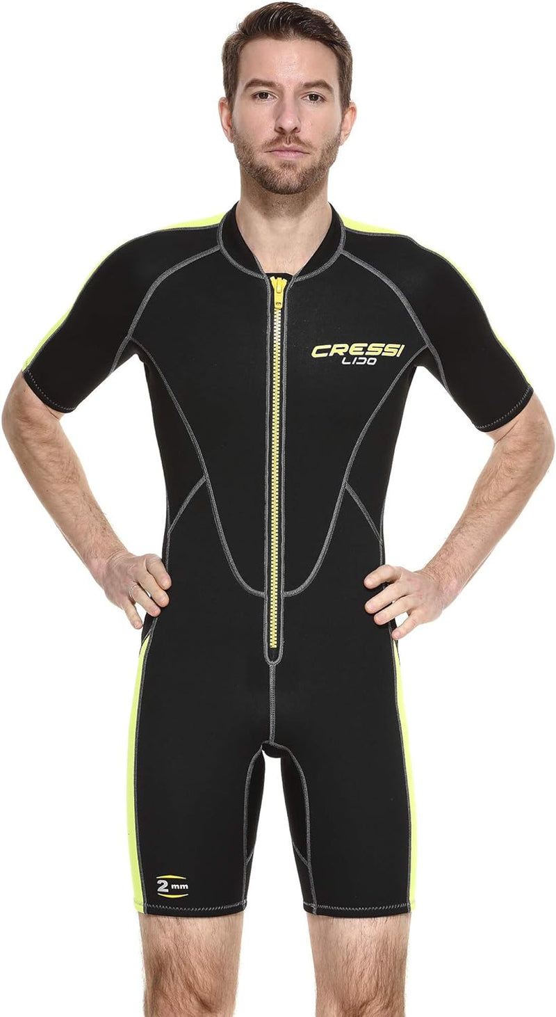 Cressi Lido Man - Shorty Neopren High Stretch 2 mm Neoprenanzug für Herren Schwarz - Gelb S, Schwarz