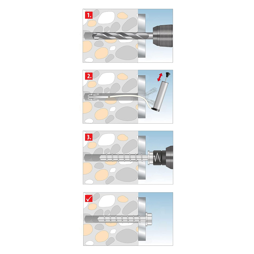 TOX Schraubanker Sumo Max 1 KB 8x100 mm, Sechskantkopf, Stahl verzinkt, für verschiedene Einbautiefe